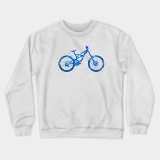 Downhill mountain bike watercolor  blue Crewneck Sweatshirt